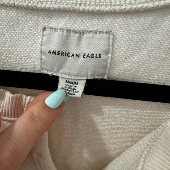 American Eagle AE Fleece Cinched Henley Pullover Sweatshirt, Size M - Picture 5 of 7